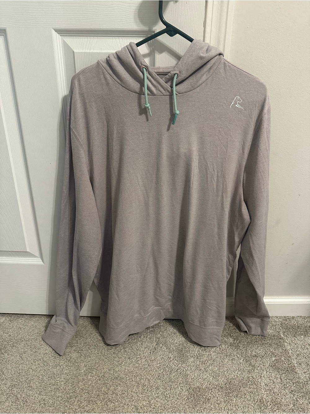 Rhoback Men's Hooded Long-Sleeve Shirt in Light pink with Mint Drawcords